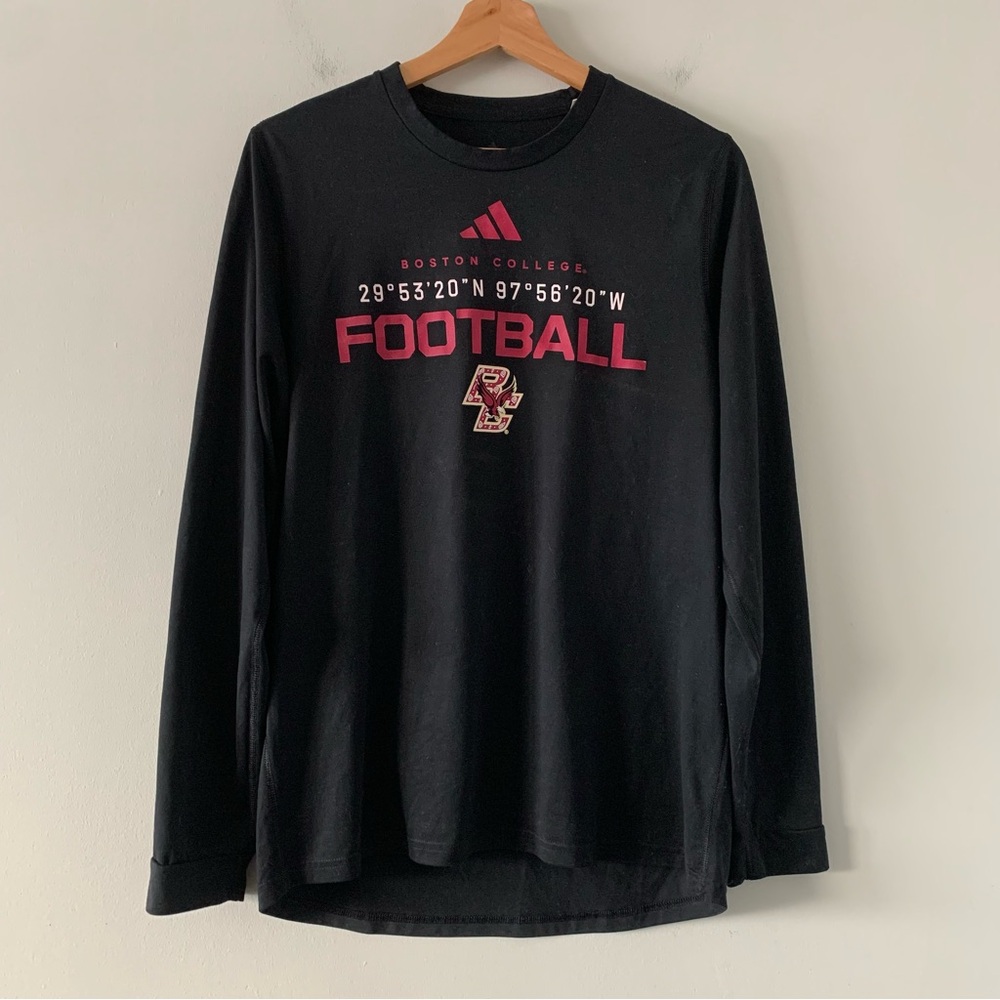 Adidas Boston College Eagles Football Long Sleeve Shirt Mens M Black Long Sleeve